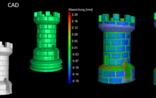Figure 7. Left: CAD and CT volumes, right: Result of the nominal actual comparison.
